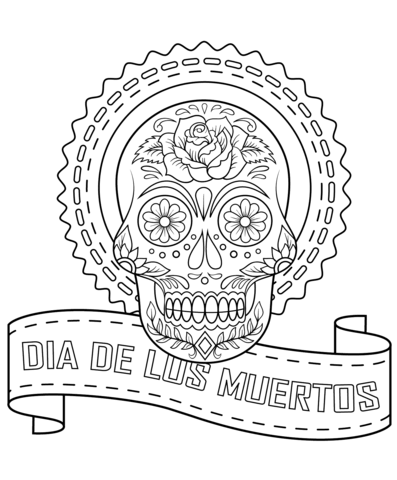 Dia De Los Muertos Sugar Skull Coloring Page